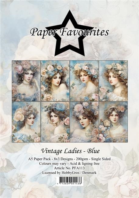 Paper Favourites Vintage ladies blue 3x8design 14,85x10,5cm 200g